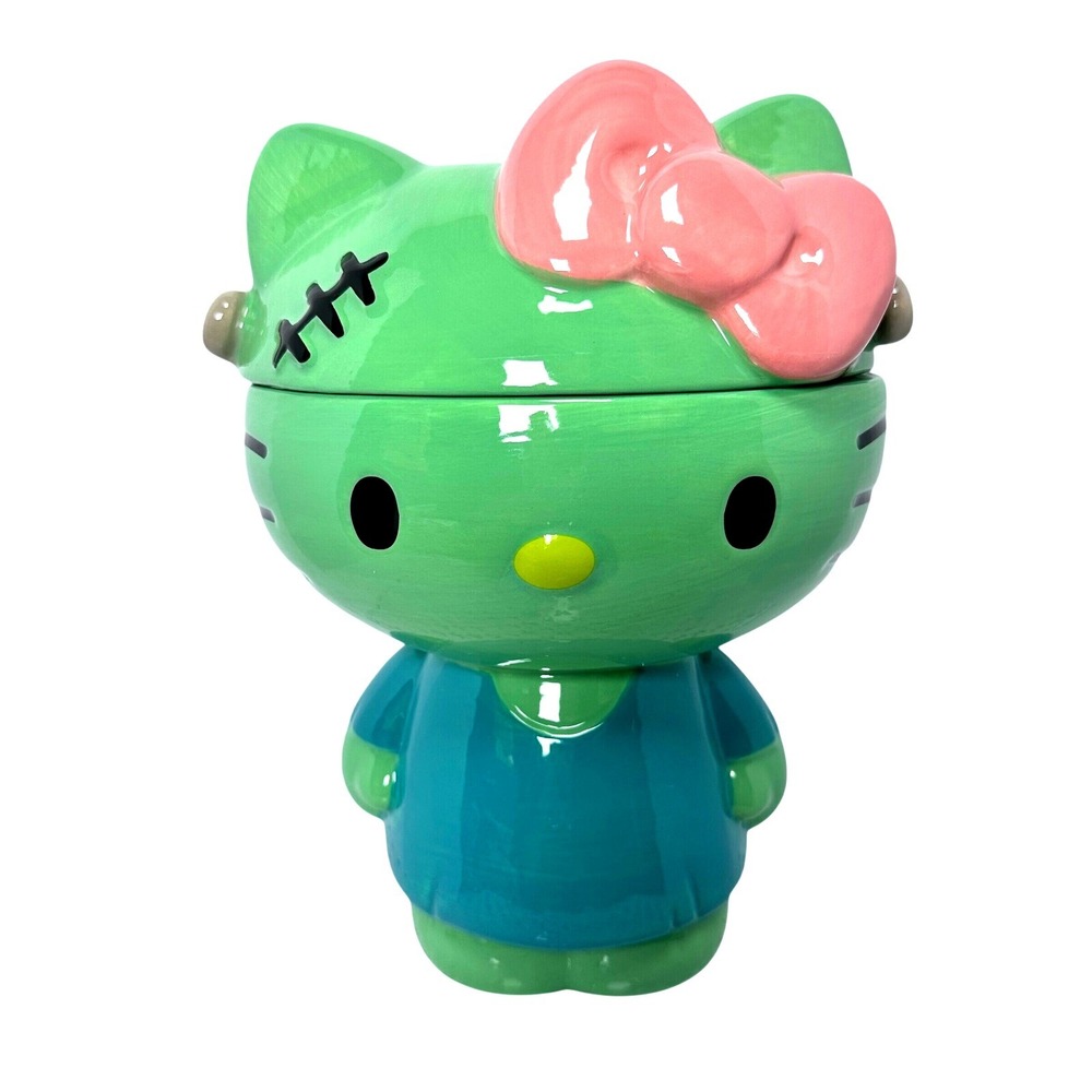 Sanrio Hello Kitty Frankenstein Cookie Jar Green Halloween Ceramic SilverBuffalo